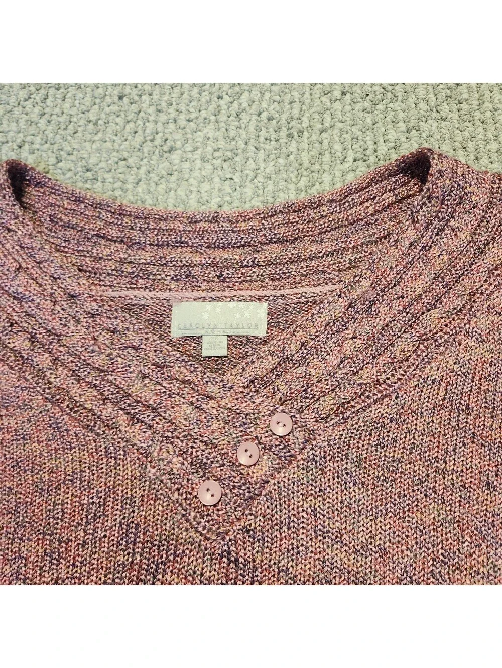 Carolyn Taylor Women's Pink V-Neck Knit Sweater Size 3X